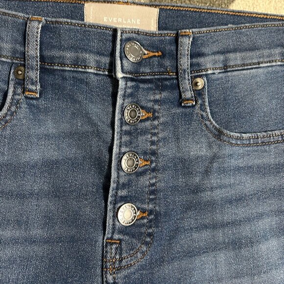 Everlane Exposed BUTTON FLY Raw Hem Skinny Ankle Jeans Women's Size 27 - Picture 4 of 10